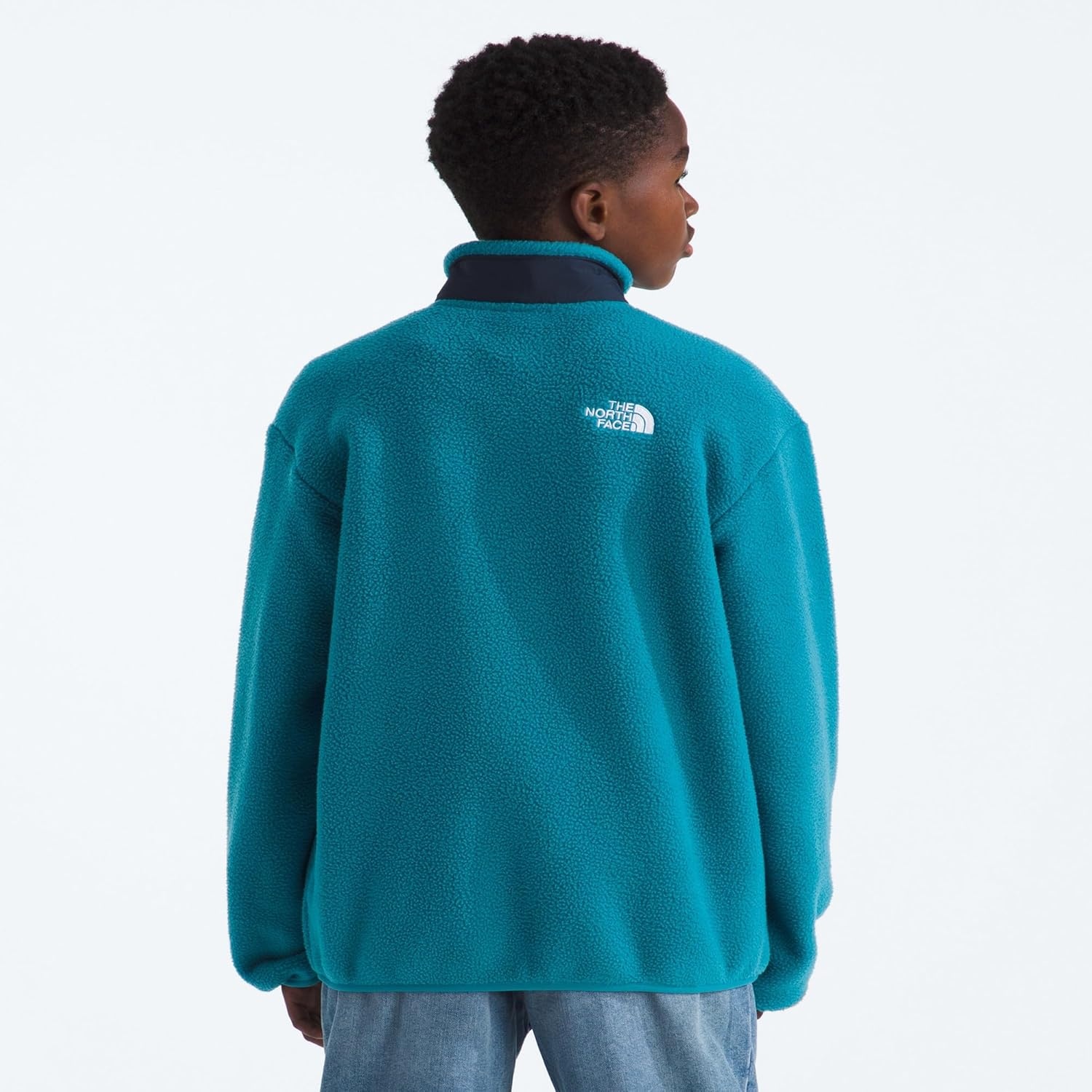 image:imageThe North Face Boys Yumiori Full Zip Jacket Lightweight Fleece Coat Embroidered Logo amp Secure Zip Chest PocketDusk BlueSummit Navy