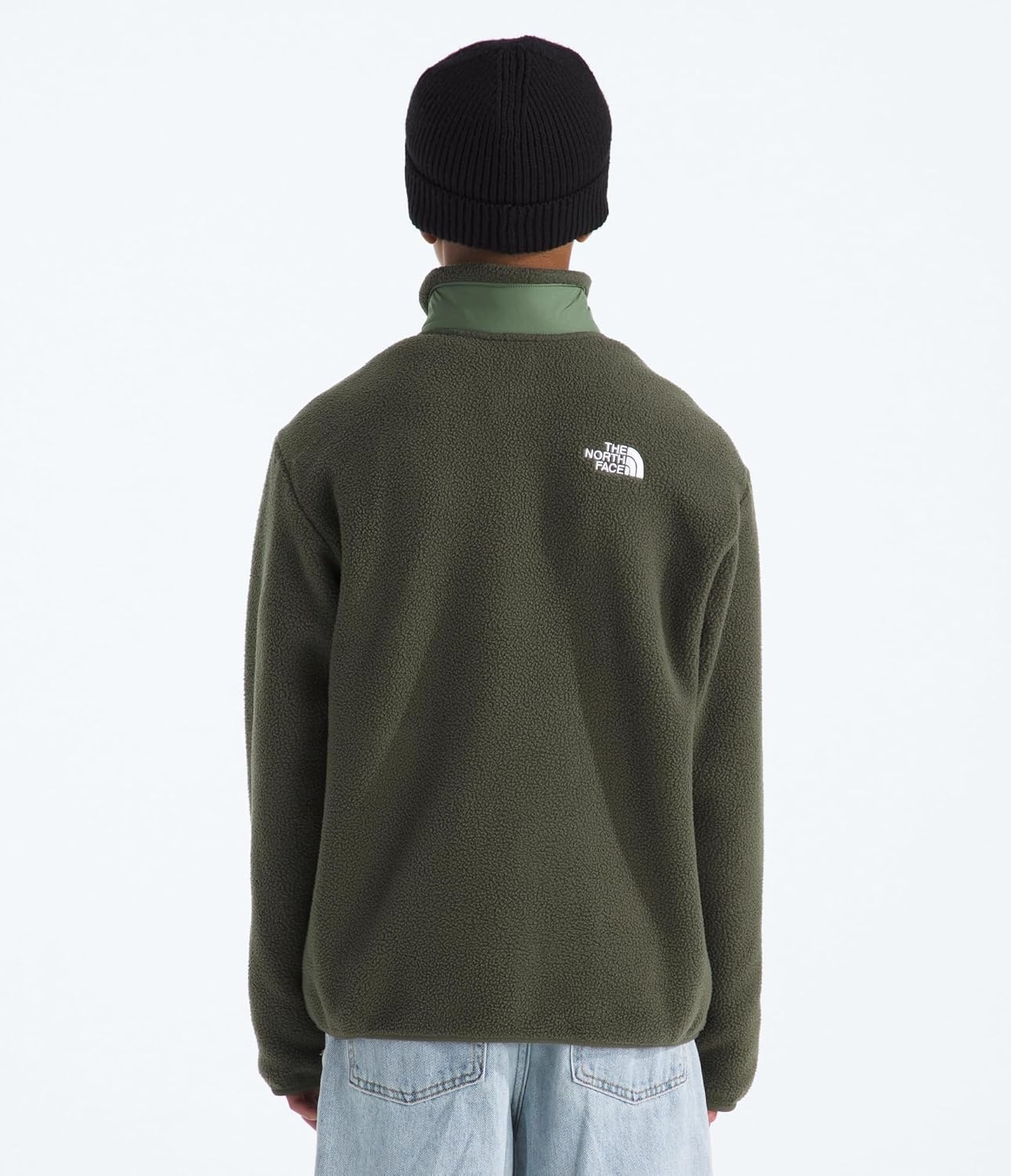 image:imageThe North Face Boys Yumiori Full Zip Jacket Lightweight Fleece Coat Embroidered Logo amp Secure Zip Chest PocketNew Taupe GreenBark Mist