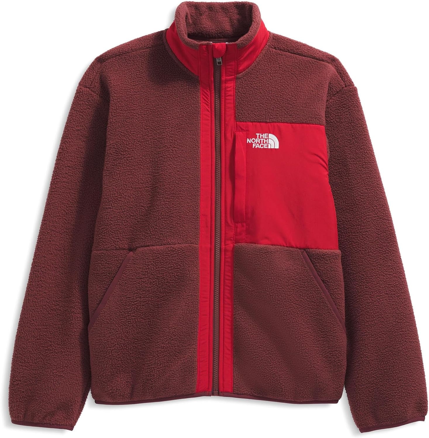 image:imageThe North Face Boys Yumiori Full Zip Jacket Lightweight Fleece Coat Embroidered Logo amp Secure Zip Chest PocketSumacTnf Red