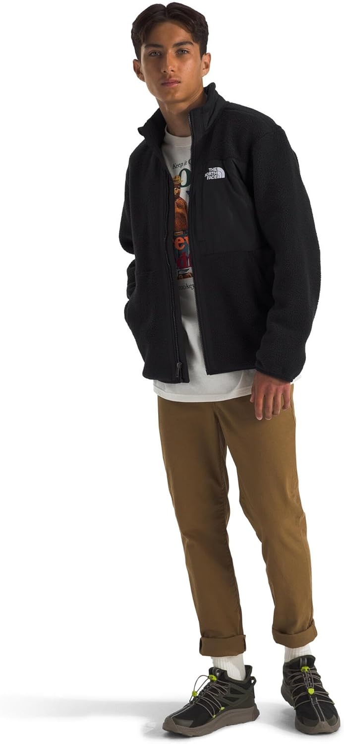 image:imageThe North Face Boys Yumiori Full Zip Jacket Lightweight Fleece Coat Embroidered Logo amp Secure Zip Chest PocketTnf Black