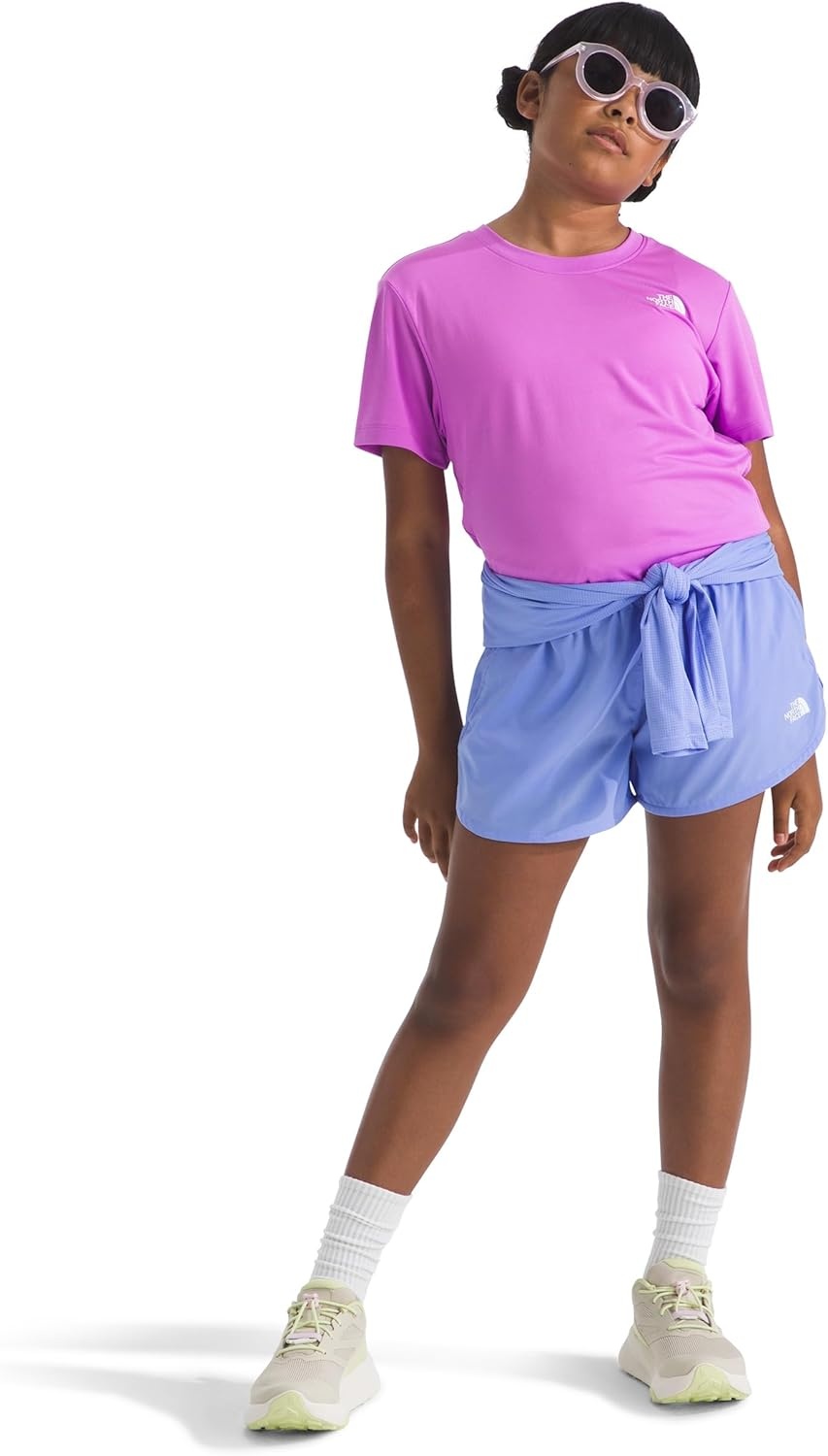 image:imageThe North Face Girls Flex Woven Short Breathable Athletic Shorts Moisture Wicking Fabric Elastic WaistbandPeriwinkle Glow