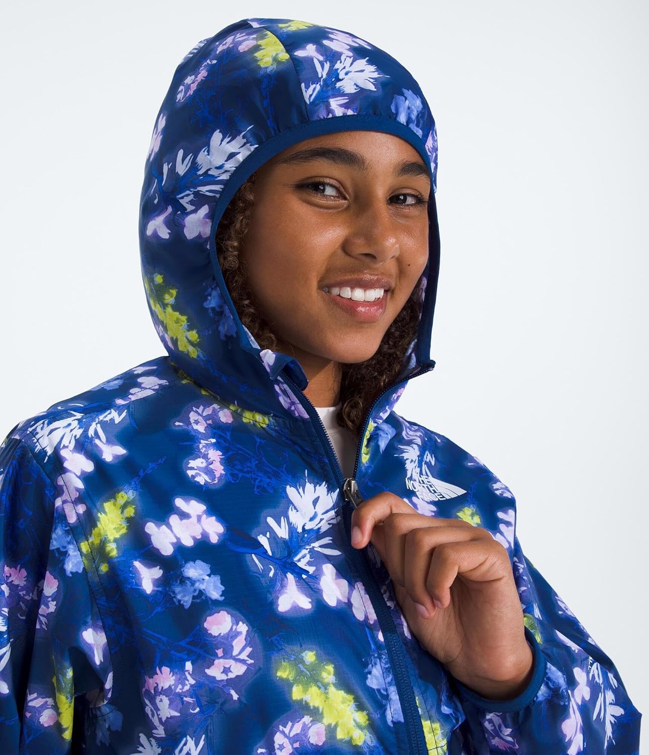 image:imageThe North Face Girls Tnf Cyclone Wind Jacket Little KidBig KidEstate Blue Florescent Floral Print