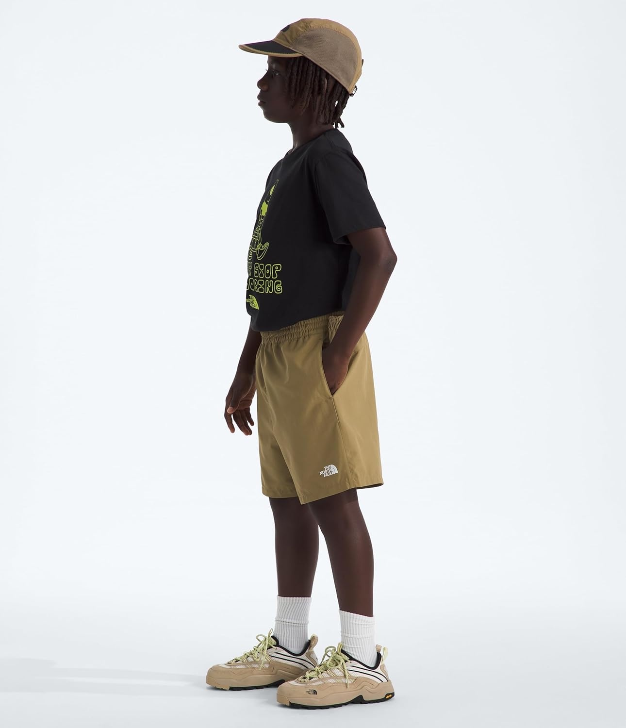 image:imageThe North Face Kids Class V 5 Short  Moisture Wicking Elastic Waistband Adjustable Drawcord ColorChanging DesignCedar Logo Weather Topo Phantom Print