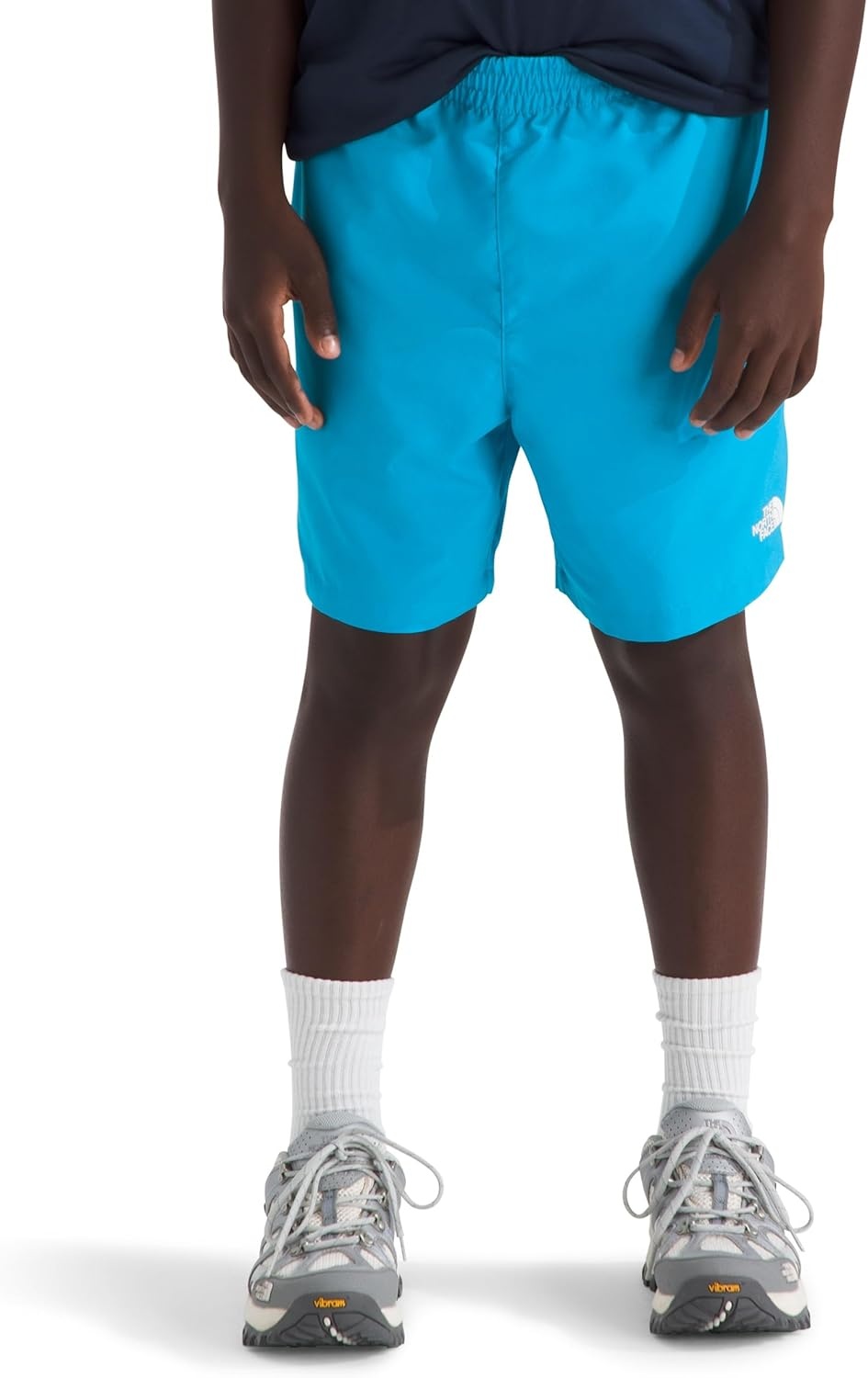 image:imageThe North Face Kids Class V 5 Short Moisture Wicking Elastic Waistband Adjustable Drawcord ColorChanging DesignMeridian Blue Logo Weather Topo Phantom Print