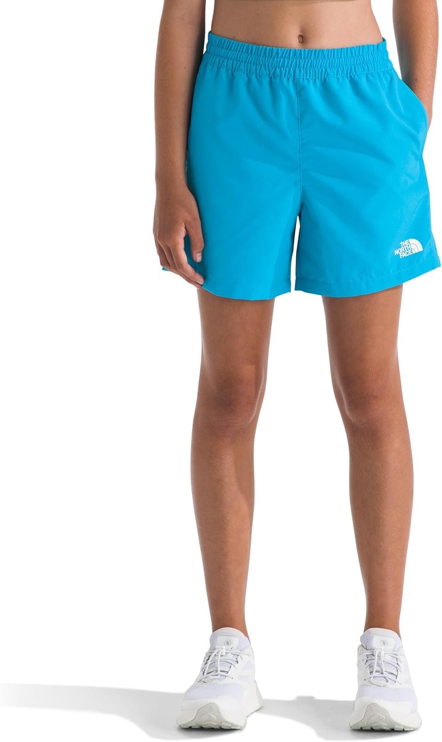 image:imageThe North Face Kids Class V 5 Short Moisture Wicking Elastic Waistband Adjustable Drawcord ColorChanging DesignMeridian Blue Logo Weather Topo Phantom Print
