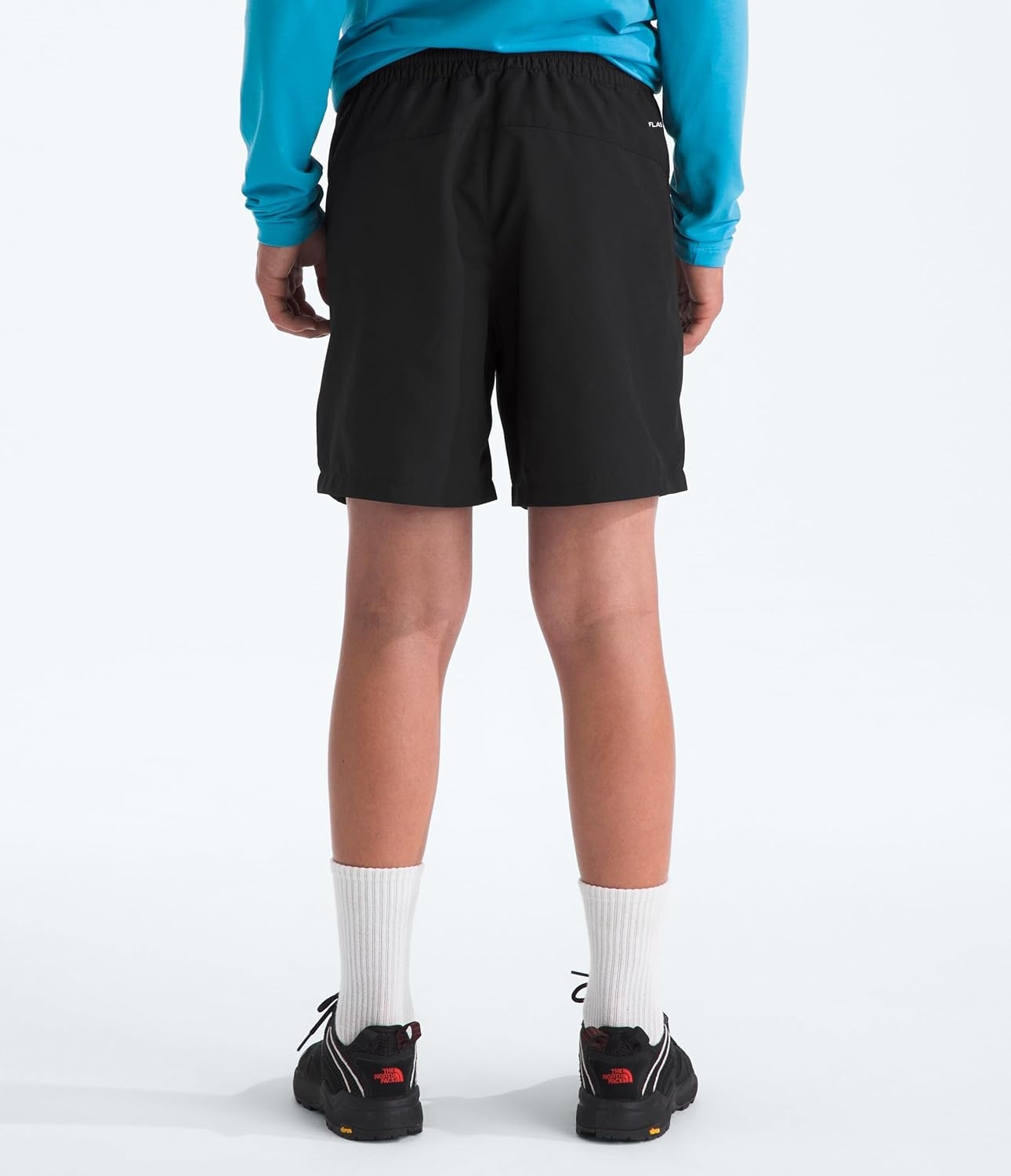 image:imageThe North Face Kids Class V 5 Short Moisture Wicking Elastic Waistband Adjustable Drawcord ColorChanging DesignTnf Black Logo Weather Topo Phantom Print