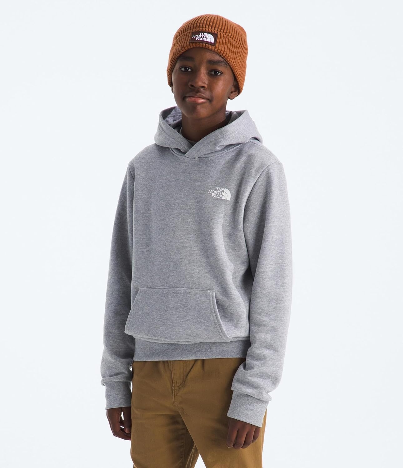 image:imageThe North Face Kids Evolution Box Nse Pullover Graphic HoodieTnf Pale Grey HeatherSummit Gold Regenerative Ink Print
