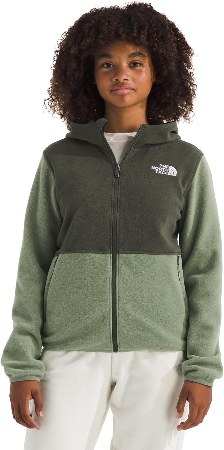 image:imageThe North Face Unisex Glacier Full Zip Hooded Jacket Lightweight Fleece Hoodie for Boys amp Girls Secure Zip Hand PocketsBark MistNew Taupe Green