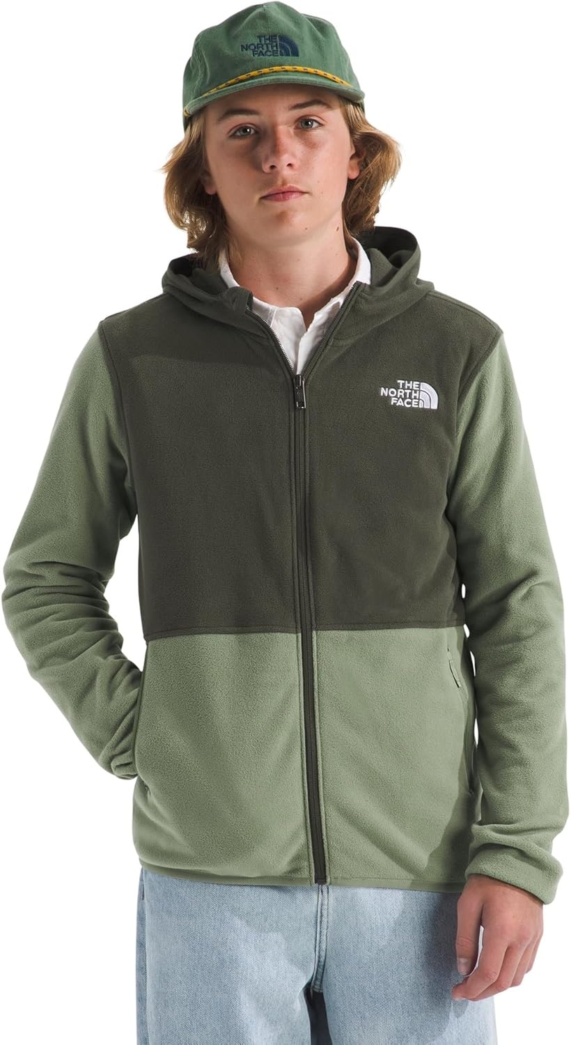 image:imageThe North Face Unisex Glacier Full Zip Hooded Jacket Lightweight Fleece Hoodie for Boys amp Girls Secure Zip Hand PocketsBark MistNew Taupe Green