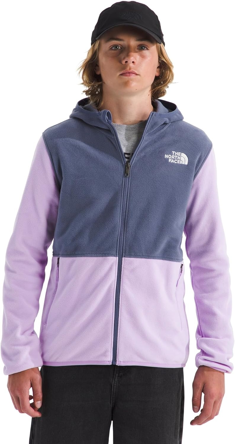 image:imageThe North Face Unisex Glacier Full Zip Hooded Jacket Lightweight Fleece Hoodie for Boys amp Girls Secure Zip Hand PocketsLite LilacTwilight Galaxy
