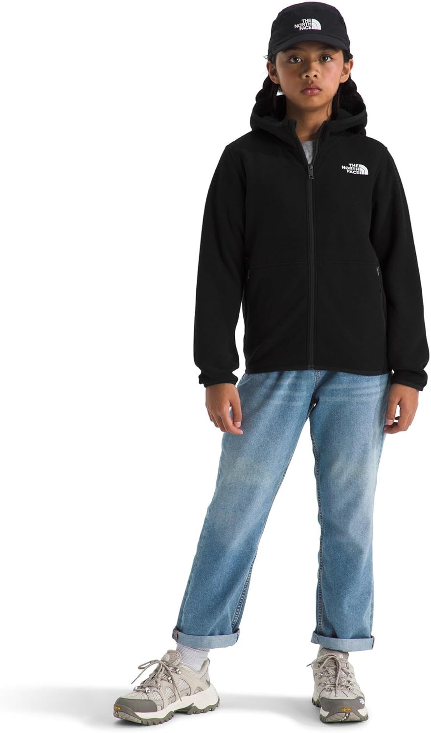 image:imageThe North Face Unisex Glacier Full Zip Hooded Jacket Lightweight Fleece Hoodie for Boys amp Girls Secure Zip Hand PocketsTnf Black