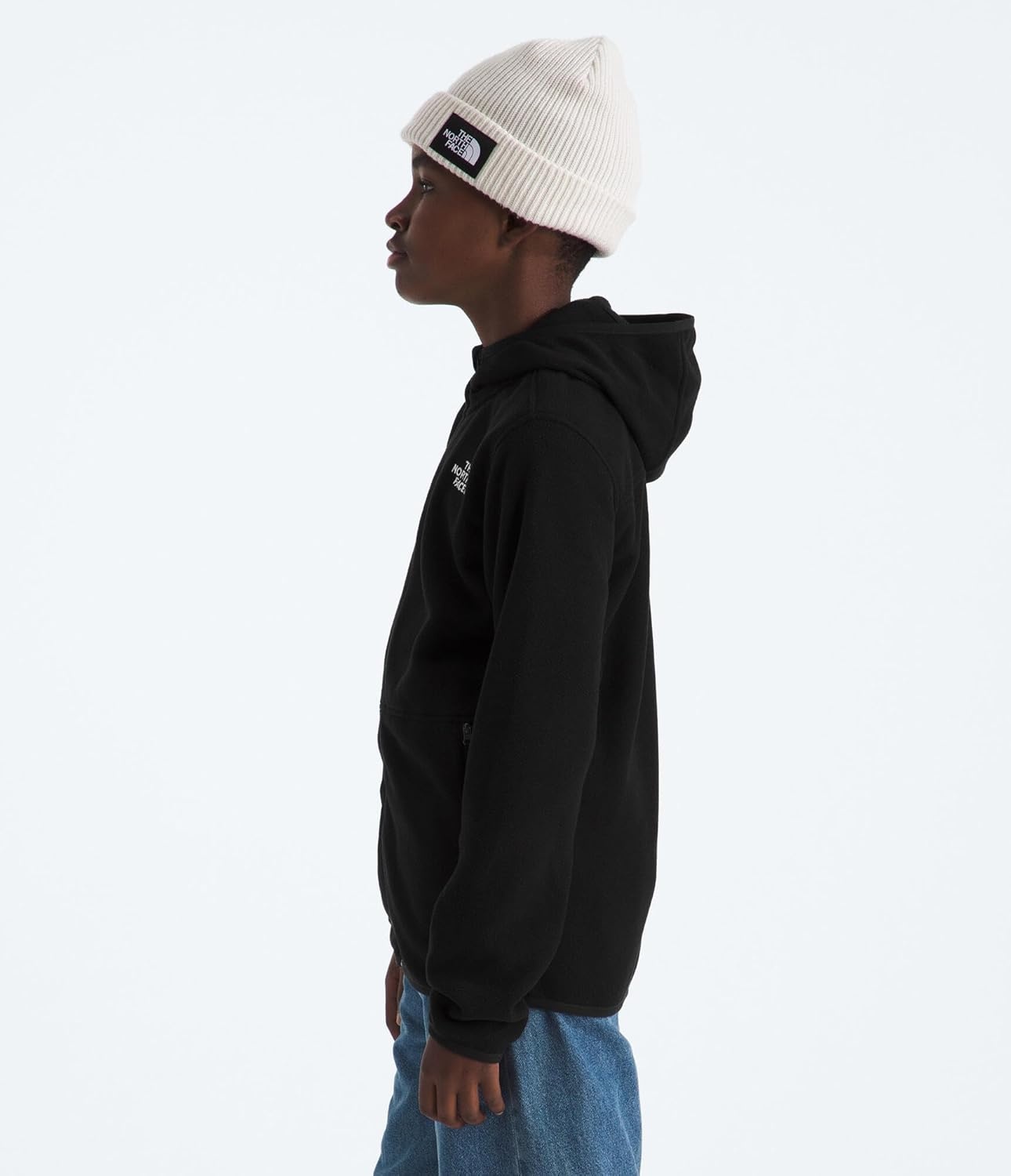image:imageThe North Face Unisex Glacier Full Zip Hooded Jacket Lightweight Fleece Hoodie for Boys amp Girls Secure Zip Hand PocketsTnf Black
