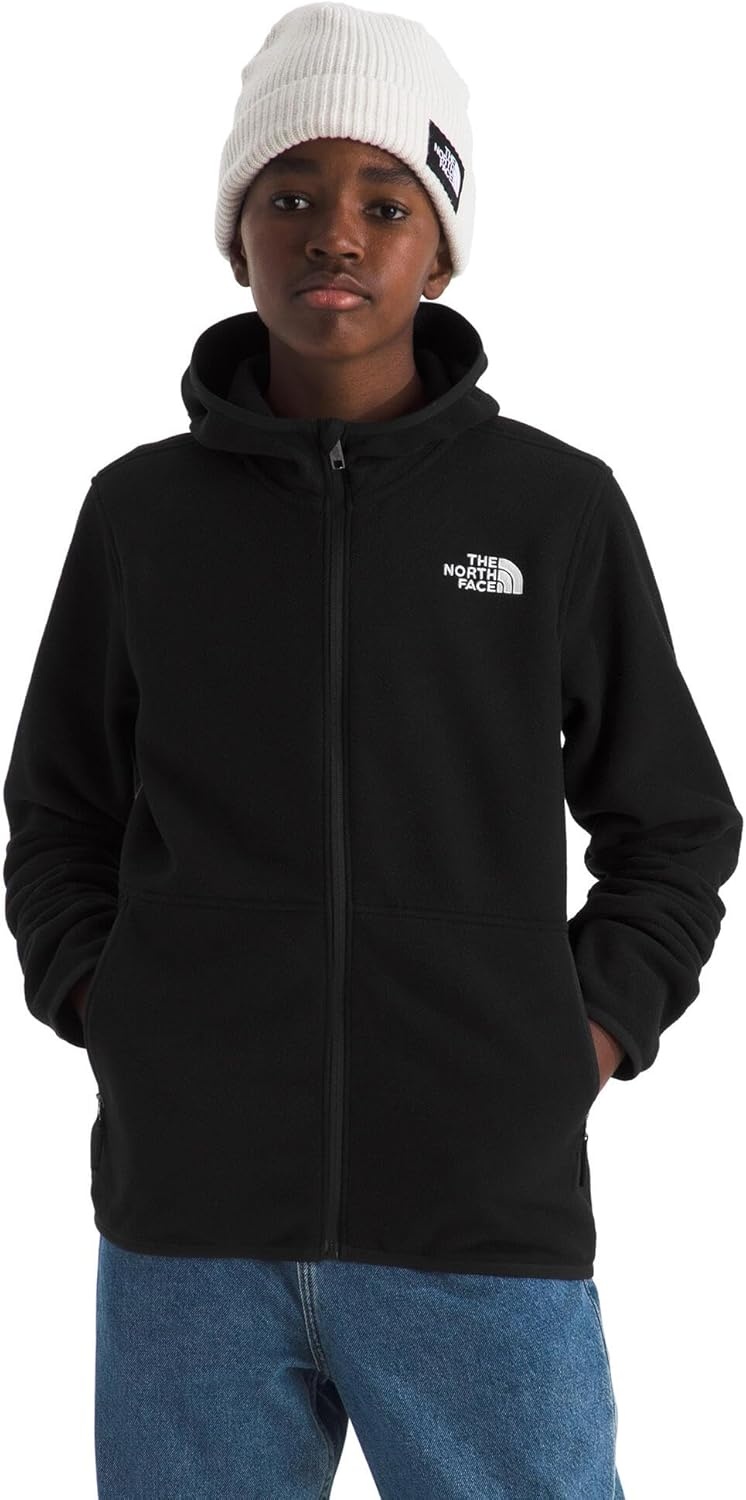 image:imageThe North Face Unisex Glacier Full Zip Hooded Jacket Lightweight Fleece Hoodie for Boys amp Girls Secure Zip Hand PocketsTnf Black