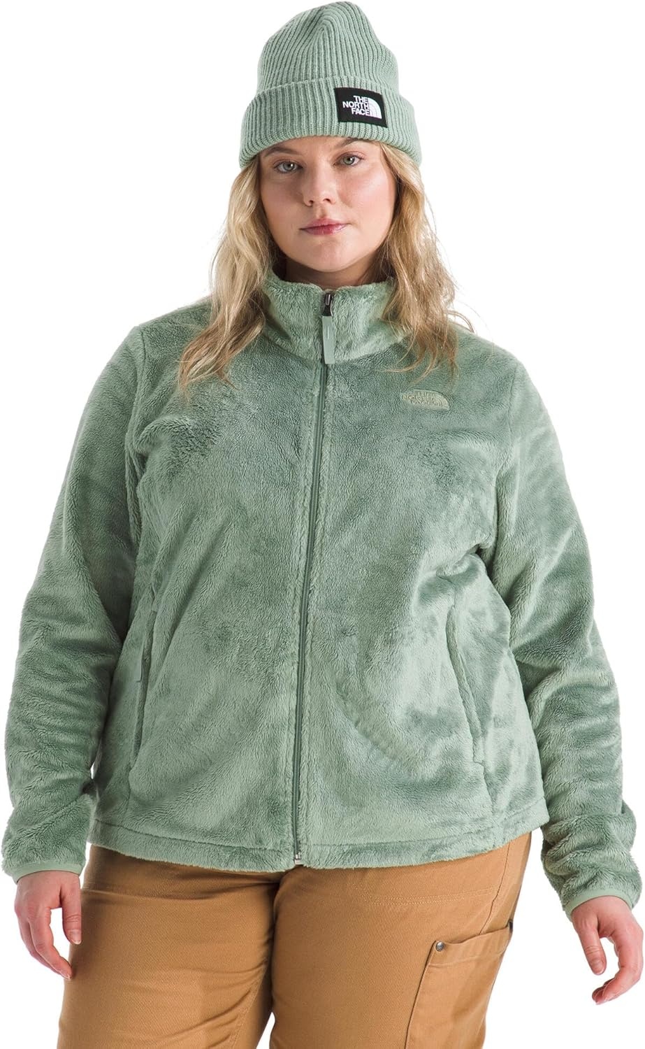 image:imageThe North Face womens Osito Full Zip Fleece Jacket Standard amp Plus Size Soft amp Lightweight Fleece Secure Zip PocketsSlate Moss