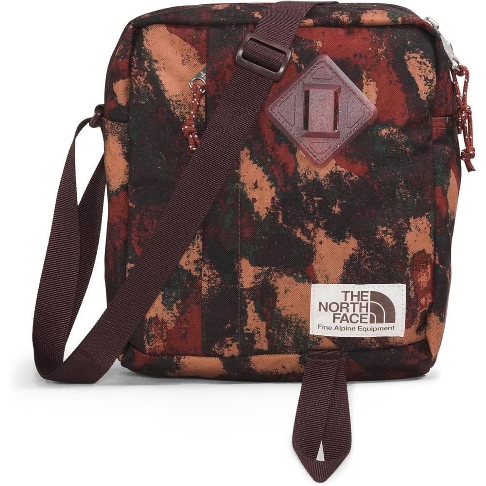 image:imageTHE NORTH FACE Berkeley Crossbody Bag Adjustable Strap Waterrepellent Finish Internal Divider amp External PocketBrandy Brown Evolved Texture PrintBrandy Brown