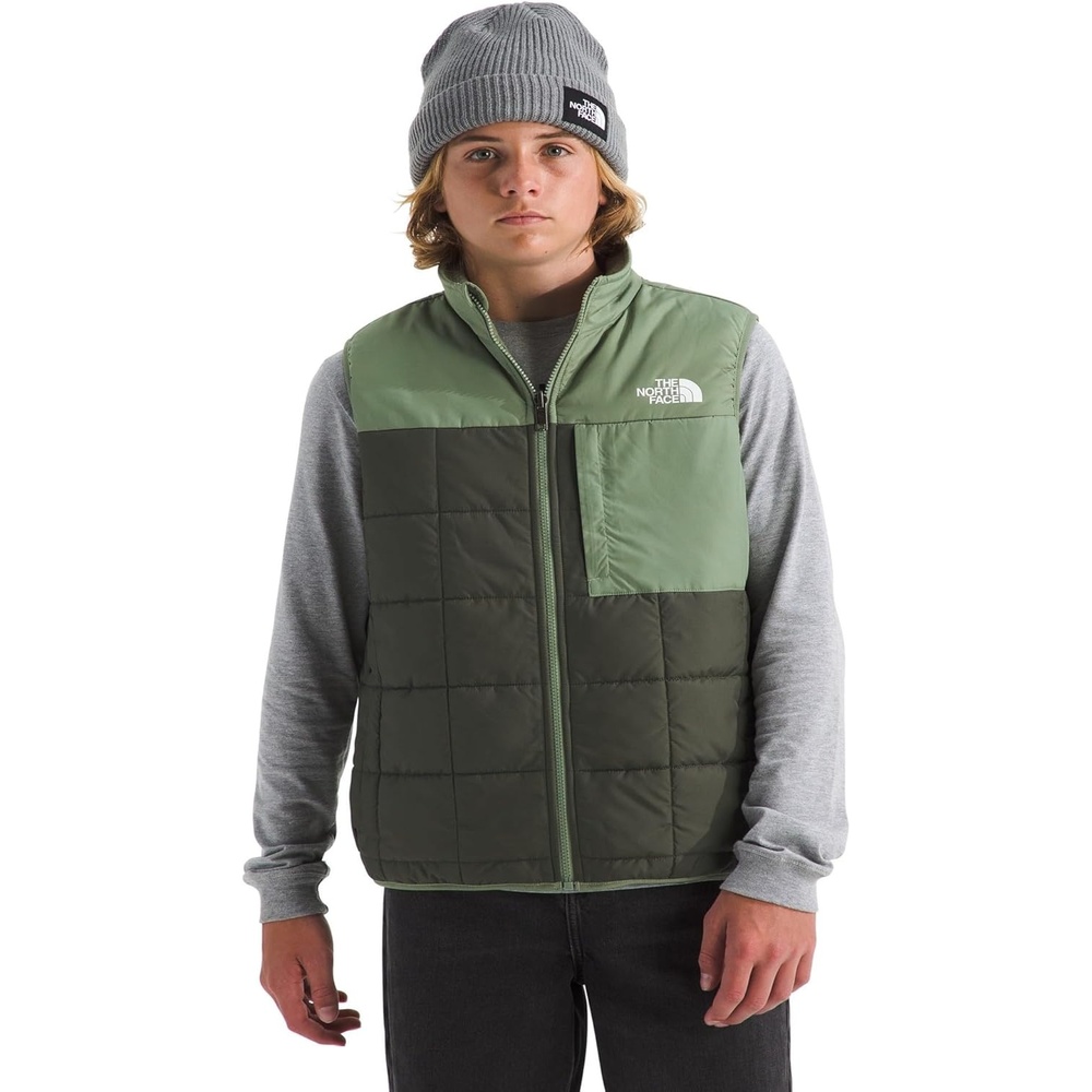image:imageTHE NORTH FACE Boys Reversible Shasta Vest Midweight Puffer Vest With Synthetic Insulation Fleece Lining amp Water RepellentNew Taupe GreenBark Mist