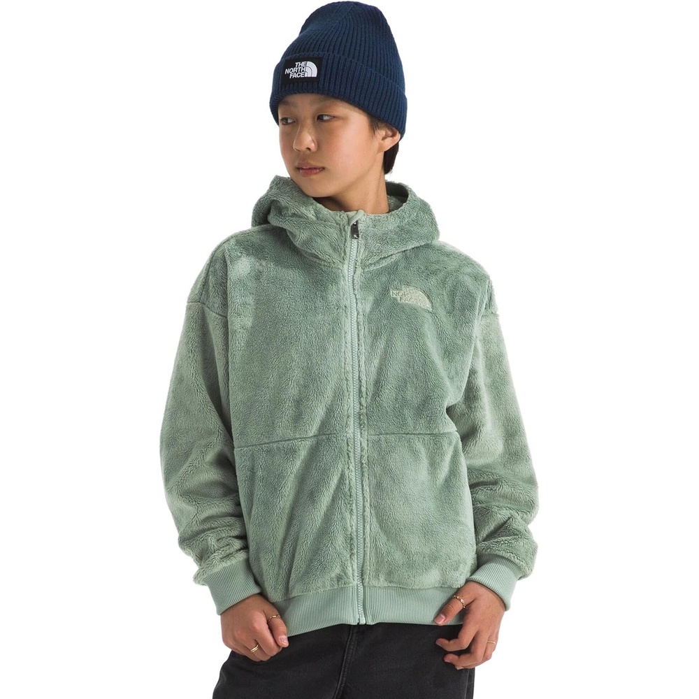 image:imageTHE NORTH FACE Girls Osito Full Zip Hoodie Fleece Hooded Jacket With Hand Pockets amp Durable Ribbed CollarSlate Moss