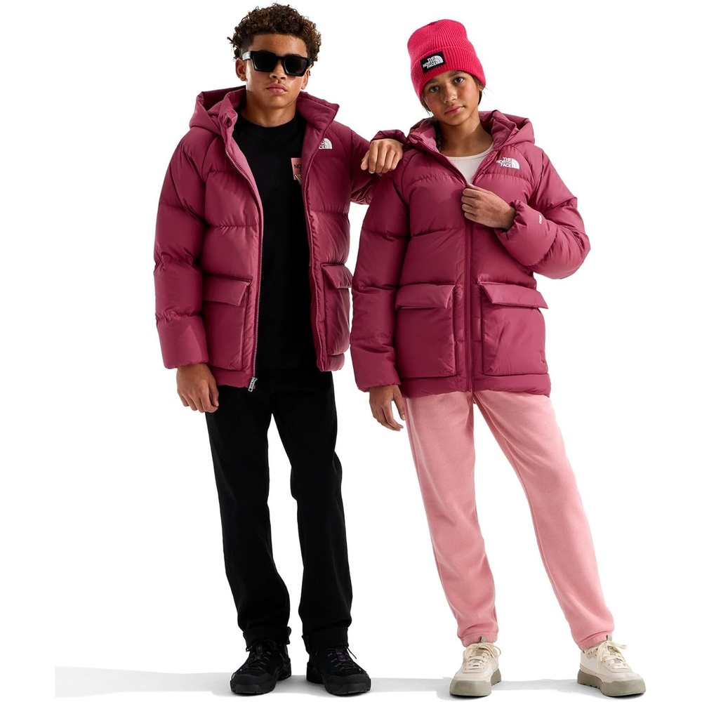 image:imageTHE NORTH FACE Kids North Down FleeceLined Short Parka 600 Fill Recycled Waterfowl Down Insulated Water RepellentFermented Clay