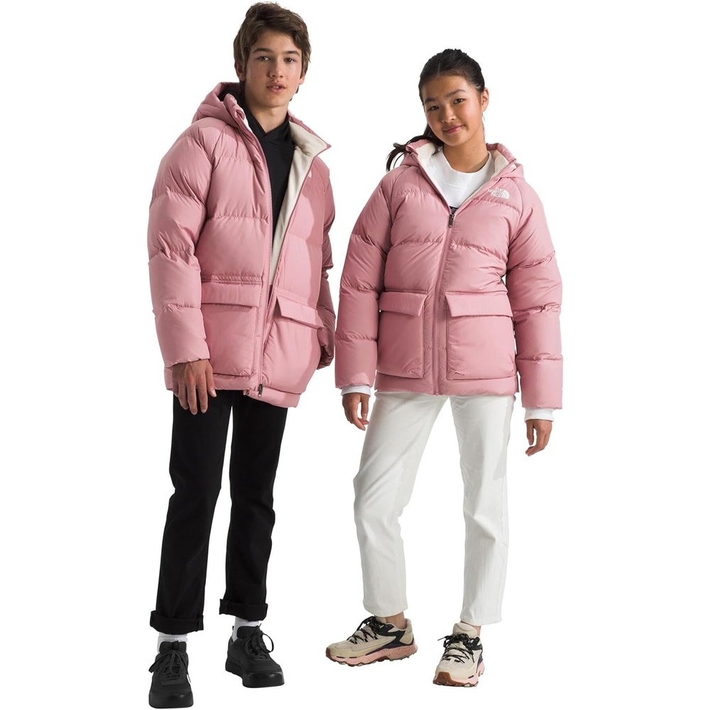 image:imageTHE NORTH FACE Kids North Down FleeceLined Short Parka  600 Fill Recycled Waterfowl Down Insulated Water RepellentMauve