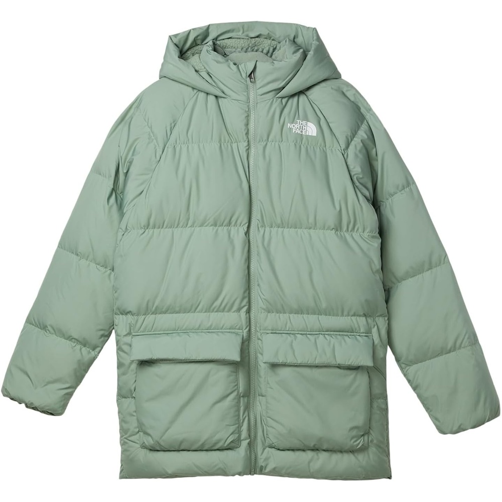 image:imageTHE NORTH FACE Kids North Down FleeceLined Short Parka 600 Fill Recycled Waterfowl Down Insulated Water RepellentSlate Moss