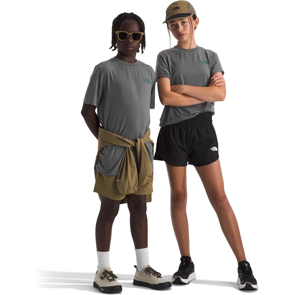 image:imageThe North Face Kids Adventure Sequoia Shade Short Sleeve Tee  Moisture Wicking Lightweight amp Stretchy Set in SleevesSmoked Pearl