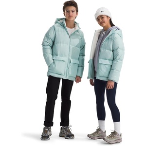 THE NORTH FACE Kids’ North Down Fleece-Lined Short Parka | 600 Fill Recycled Waterfowl Down Insulated, Water Repellent(Muted Pine)