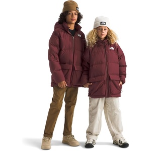 THE NORTH FACE Kids’ North Down Fleece-Lined Short Parka | 600 Fill Recycled Waterfowl Down Insulated, Water Repellent(Sumac)