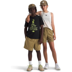 The North Face Kids’ Class V 5″ Short – Moisture Wicking, Elastic Waistband, Adjustable Drawcord, Color-Changing Design(Cedar Logo Weather Topo Phantom Print)
