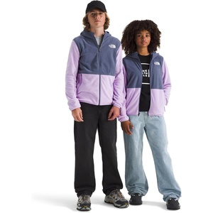 The North Face Unisex Glacier Full Zip Hooded Jacket – Lightweight Fleece Hoodie for Boys & Girls, Secure Zip Hand Pockets(Lite Lilac/Twilight Galaxy)