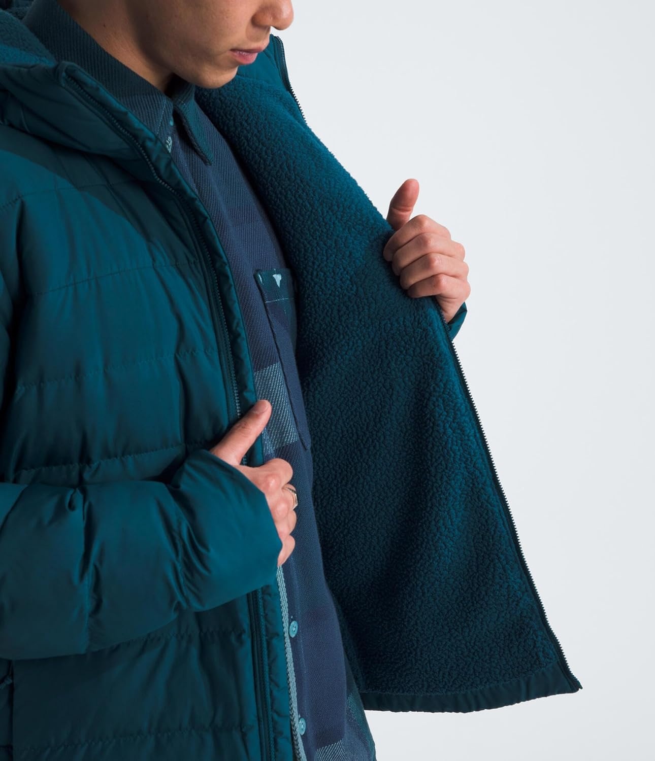 image:imageTHE NORTH FACE Mens Aconcagua 3 Hooded Jacket Insulated Wind amp Water Resistant Attached 3 Piece Hood With Cinch CordMidnight Petrol