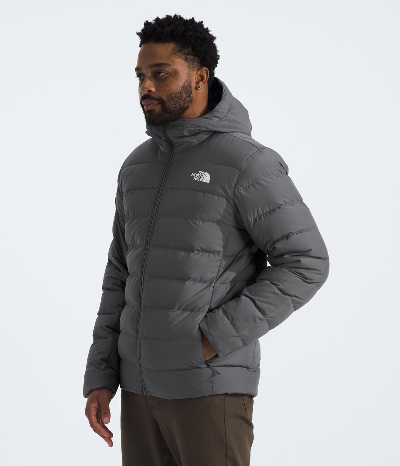image:imageTHE NORTH FACE Mens Aconcagua 3 Hooded Jacket Insulated Wind amp Water Resistant Attached 3 Piece Hood With Cinch CordSmoked Pearl