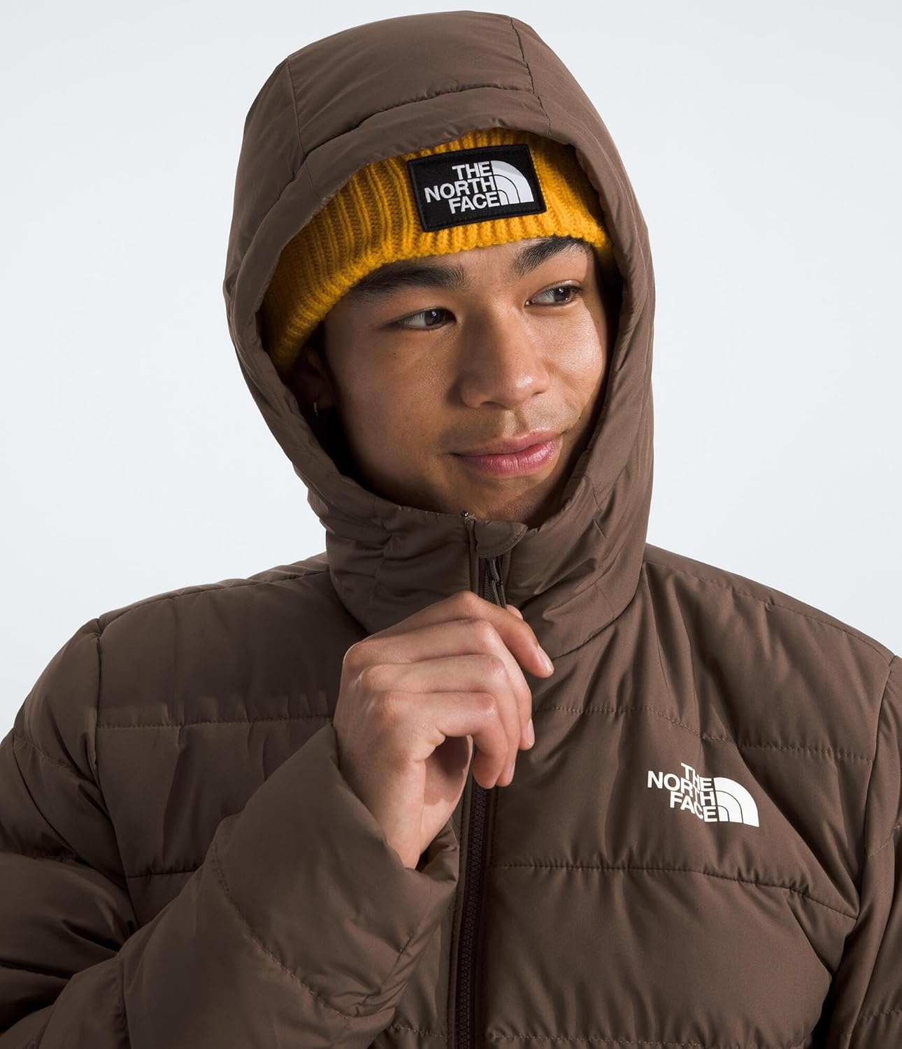 image:imageTHE NORTH FACE Mens Aconcagua 3 Hooded Jacket Insulated Wind amp Water Resistant Attached 3 Piece Hood With Cinch CordSmokey Brown