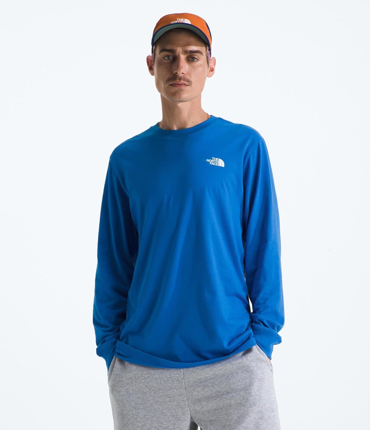 image:imageTHE NORTH FACE Mens Core Box Long Sleeve NSE Tee Tshirt With Ribbed Collar amp Cuffs for DurabilityHero Blue