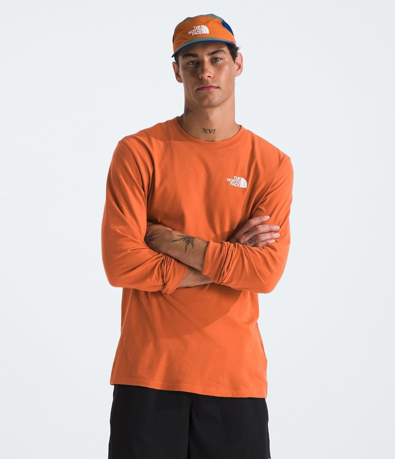 image:imageTHE NORTH FACE Mens Core Box Long Sleeve NSE Tee Tshirt With Ribbed Collar amp Cuffs for DurabilityIron Bronze