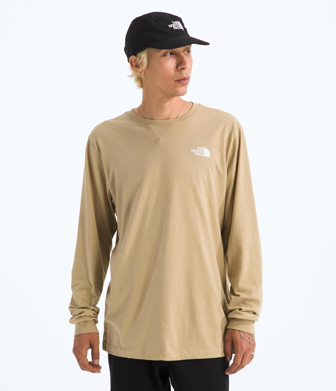 image:imageTHE NORTH FACE Mens Core Box Long Sleeve NSE Tee Tshirt With Ribbed Collar amp Cuffs for DurabilityKhaki Stone