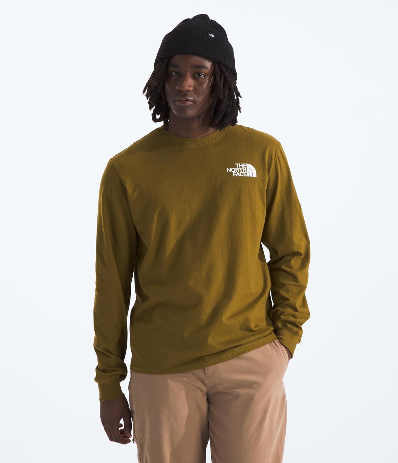 image:imageTHE NORTH FACE Mens Core Box Long Sleeve NSE Tee Tshirt With Ribbed Collar amp Cuffs for DurabilityMoss Green
