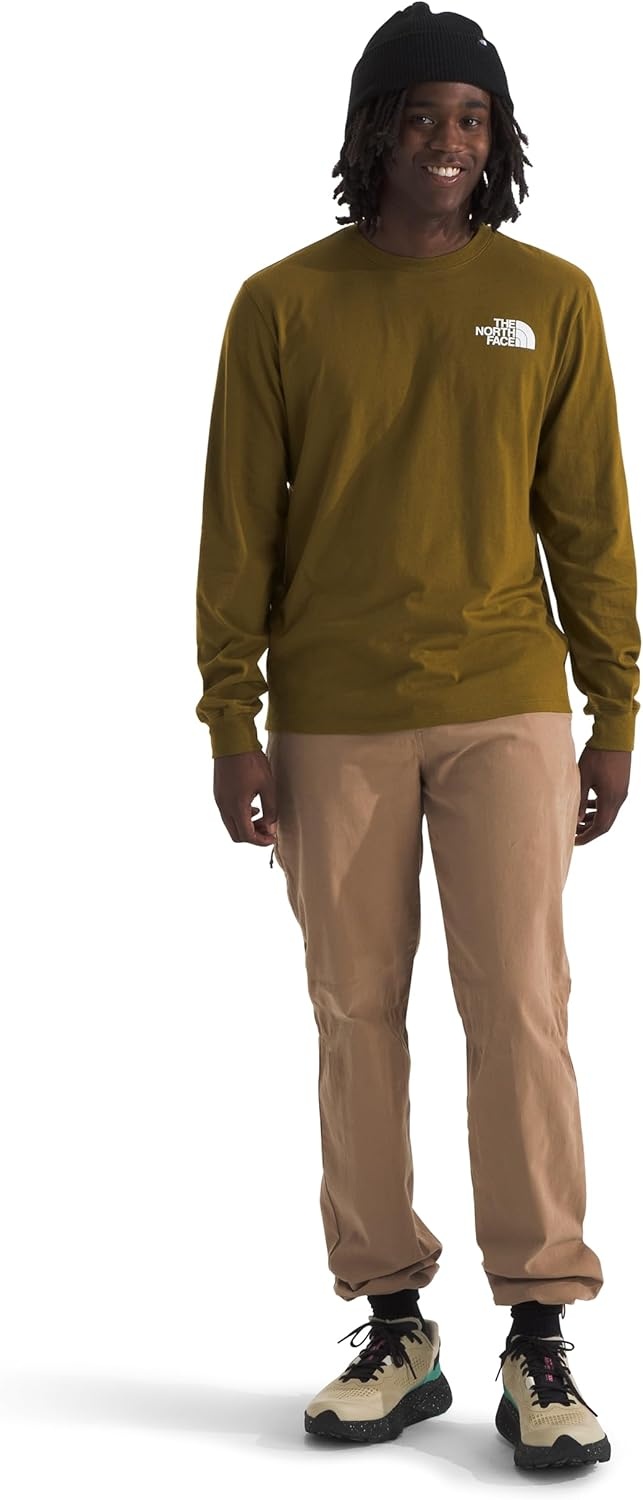 image:imageTHE NORTH FACE Mens Core Box Long Sleeve NSE Tee Tshirt With Ribbed Collar amp Cuffs for DurabilityMoss Green