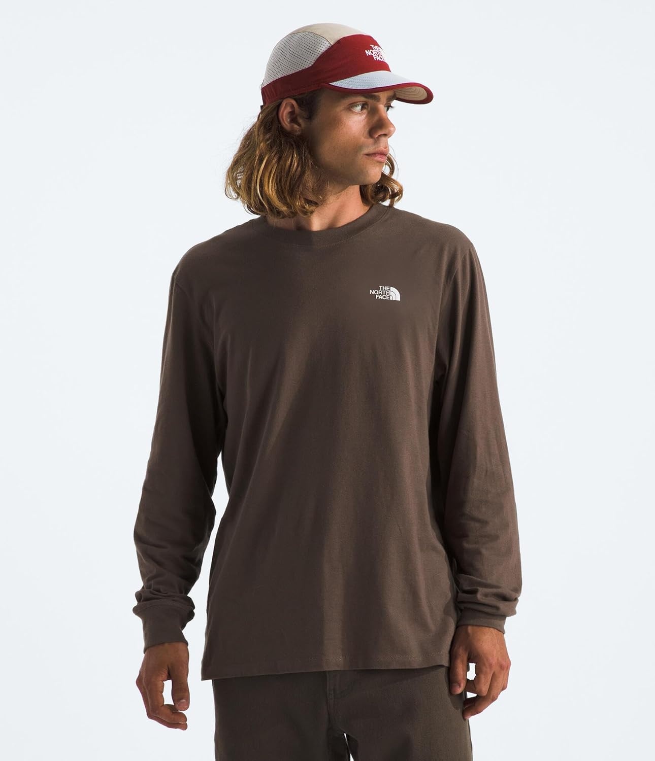 image:imageTHE NORTH FACE Mens Core Box Long Sleeve NSE Tee Tshirt With Ribbed Collar amp Cuffs for DurabilitySmokey Brown