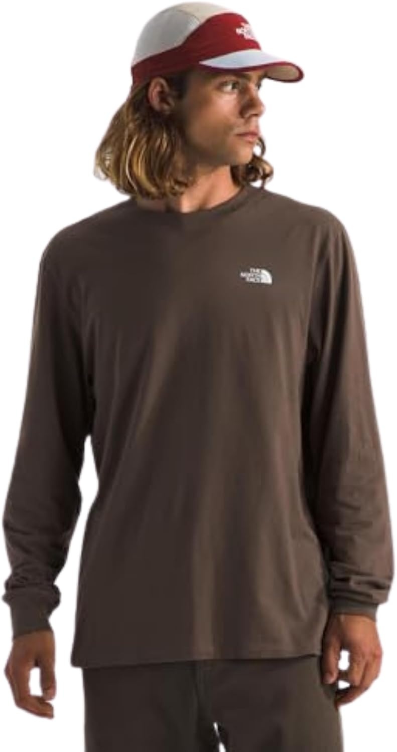 image:imageTHE NORTH FACE Mens Core Box Long Sleeve NSE Tee Tshirt With Ribbed Collar amp Cuffs for DurabilitySmokey Brown
