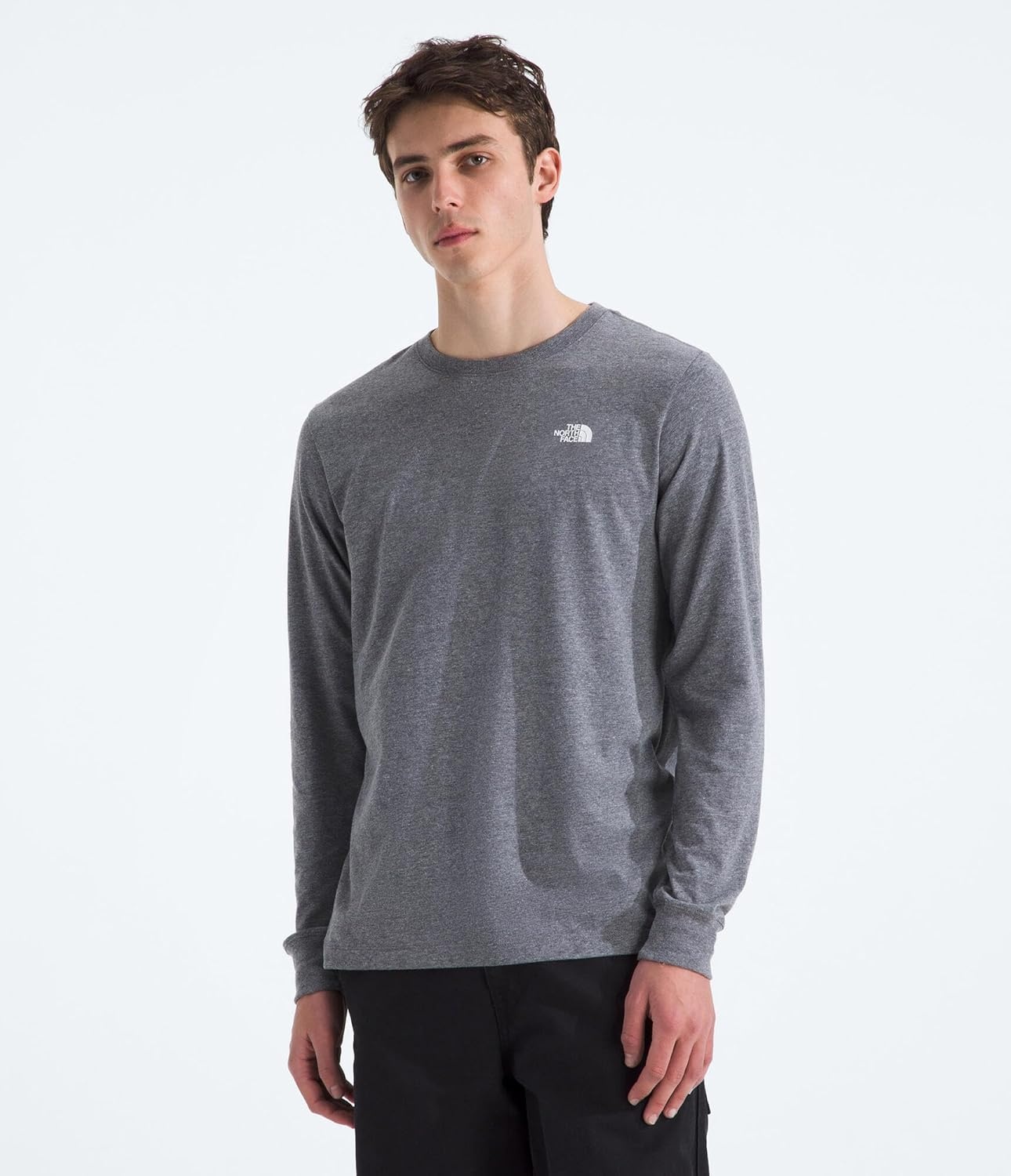 image:imageTHE NORTH FACE Mens Core Box Long Sleeve NSE Tee Tshirt With Ribbed Collar amp Cuffs for DurabilityTnf Mid Grey Heather