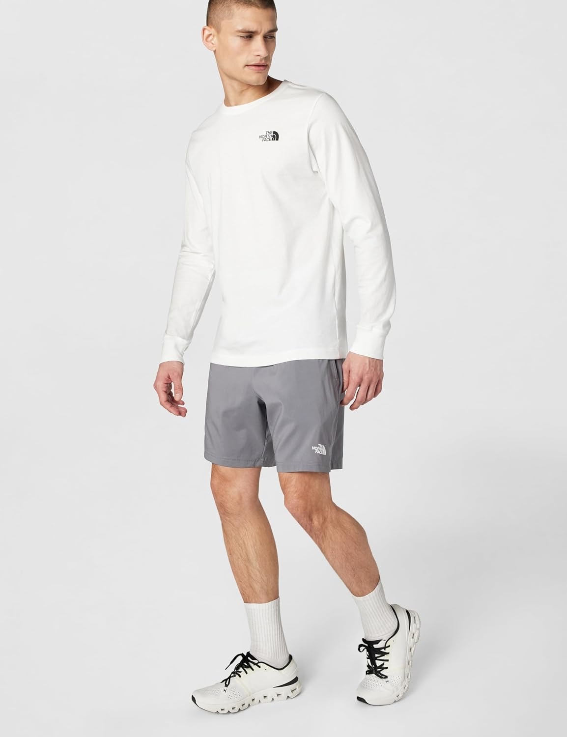 image:imageTHE NORTH FACE Mens Core Box Long Sleeve NSE Tee Tshirt With Ribbed Collar amp Cuffs for DurabilityTnf White