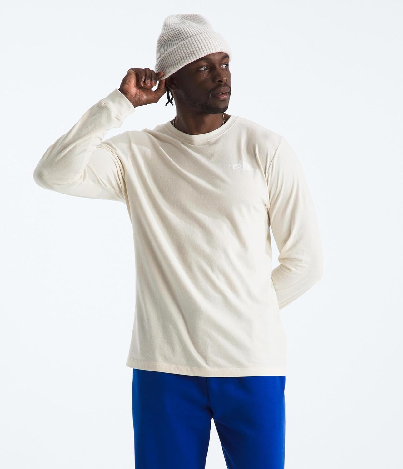 image:imageTHE NORTH FACE Mens Core Box Long Sleeve NSE Tee Tshirt With Ribbed Collar amp Cuffs for DurabilityWhite Dune