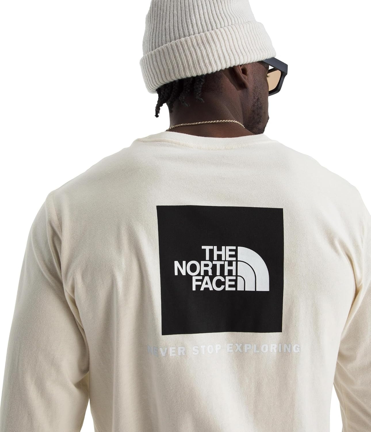image:imageTHE NORTH FACE Mens Core Box Long Sleeve NSE Tee Tshirt With Ribbed Collar amp Cuffs for DurabilityWhite Dune