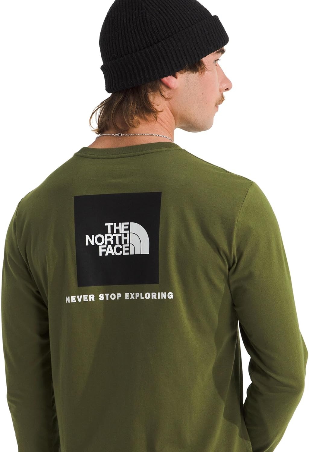 image:imageTHE NORTH FACE Mens Core Box Long Sleeve NSE Tee Tshirt With Ribbed Collar amp Cuffs for DurabilityWoodland Green