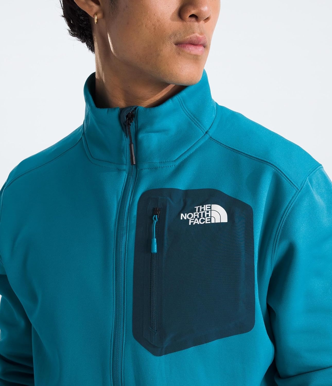 image:imageTHE NORTH FACE Mens Crest Full Zip Jacket Water Repellent Fleece Coat Double Layer Stand Collar amp Zip Hand PocketsAlkaline BlueMidnight Petrol