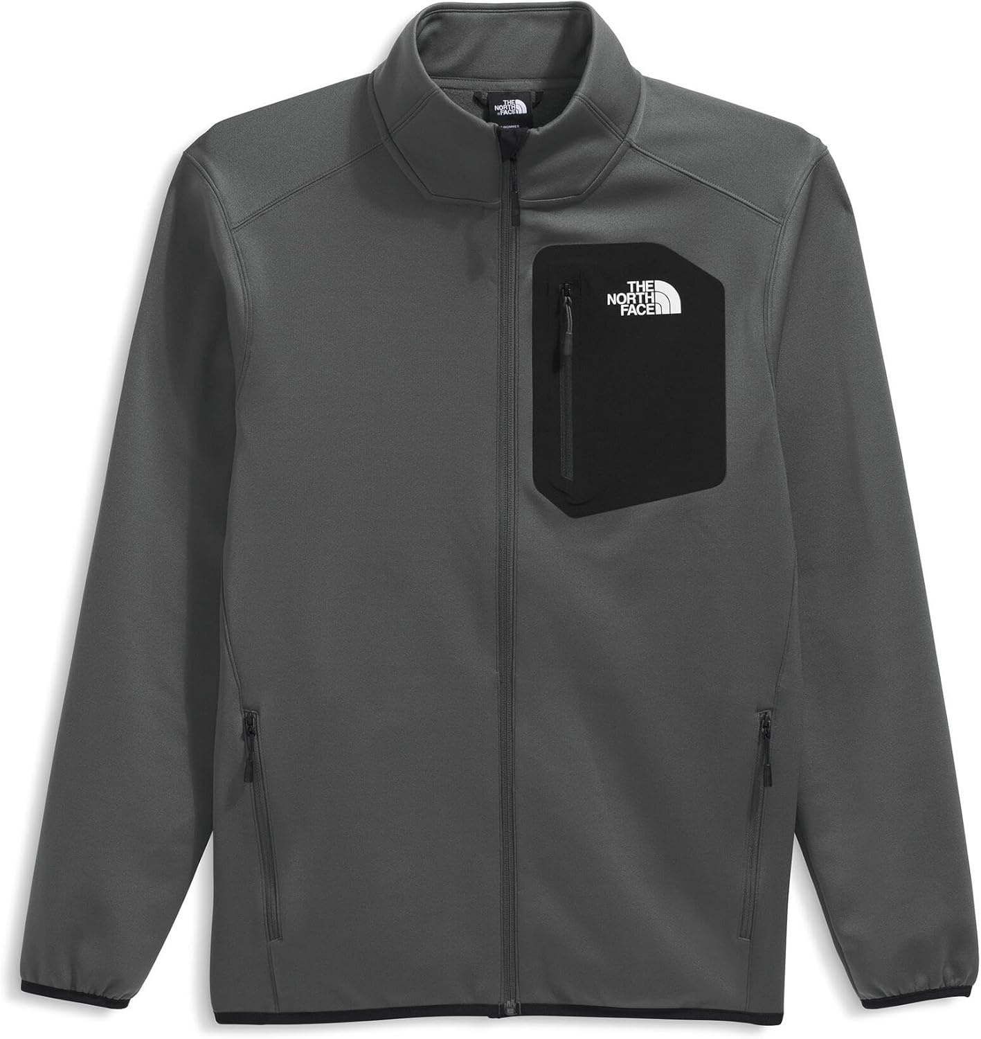 image:imageTHE NORTH FACE Mens Crest Full Zip Jacket Water Repellent Fleece Coat Double Layer Stand Collar amp Zip Hand PocketsAnthracite GreyTnf Black