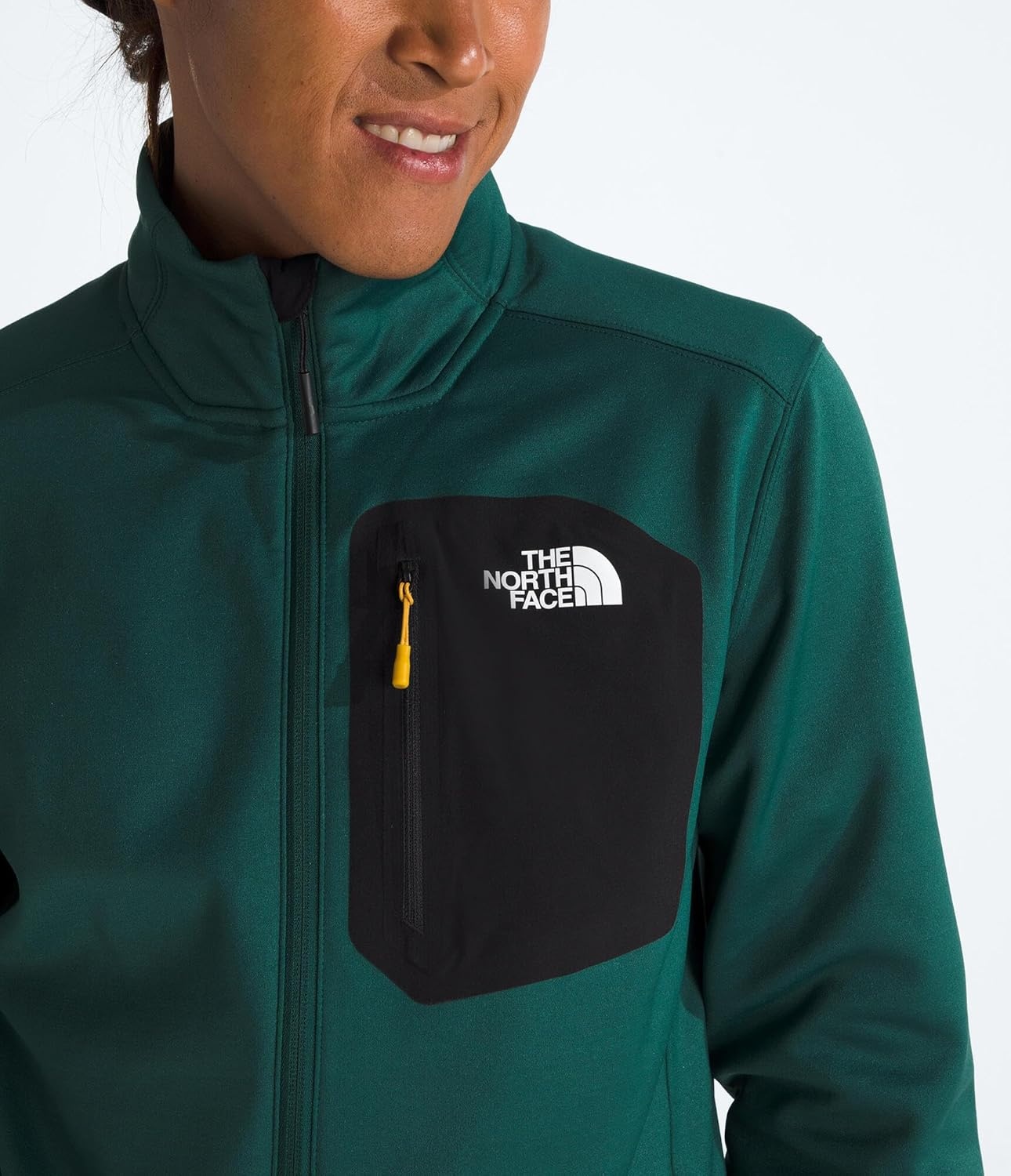 image:imageTHE NORTH FACE Mens Crest Full Zip Jacket Water Repellent Fleece Coat Double Layer Stand Collar amp Zip Hand PocketsDeep NoriTnf Black