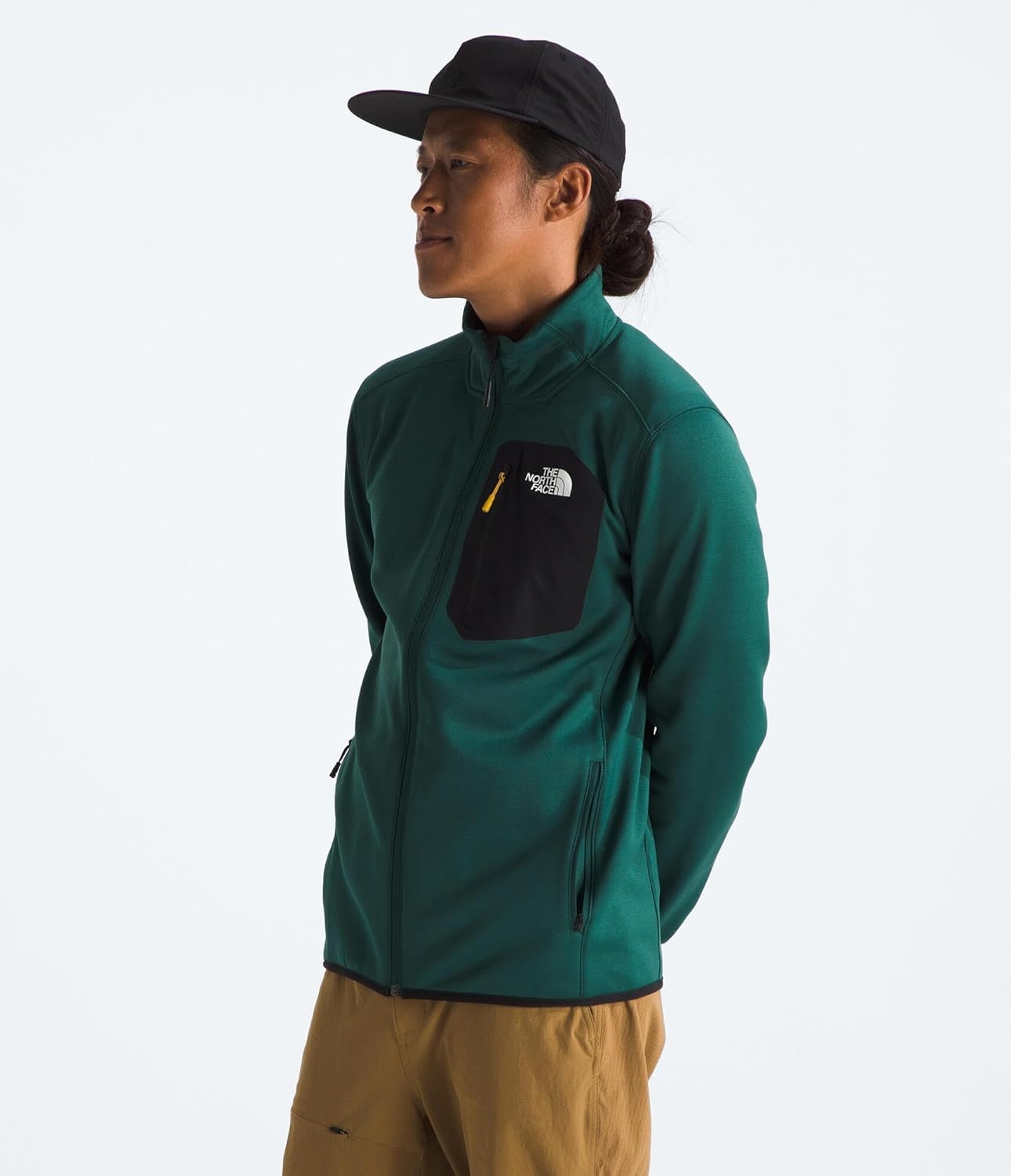 image:imageTHE NORTH FACE Mens Crest Full Zip Jacket Water Repellent Fleece Coat Double Layer Stand Collar amp Zip Hand PocketsDeep NoriTnf Black