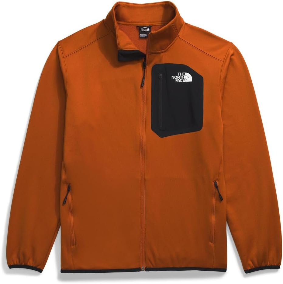 image:imageTHE NORTH FACE Mens Crest Full Zip Jacket Water Repellent Fleece Coat Double Layer Stand Collar amp Zip Hand PocketsEarthen CopperTnf Black