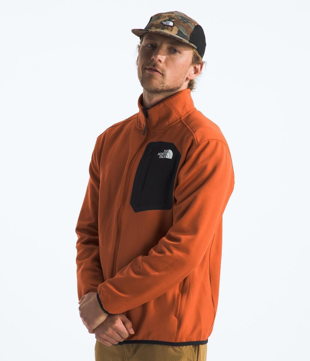 image:imageTHE NORTH FACE Mens Crest Full Zip Jacket Water Repellent Fleece Coat Double Layer Stand Collar amp Zip Hand PocketsEarthen CopperTnf Black